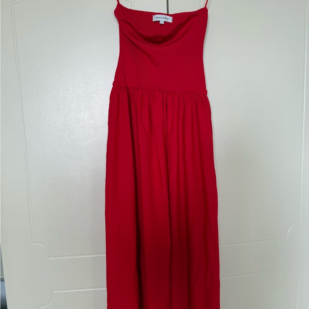 Solid & Striped Vibrant Red Strapless Dress - image 4